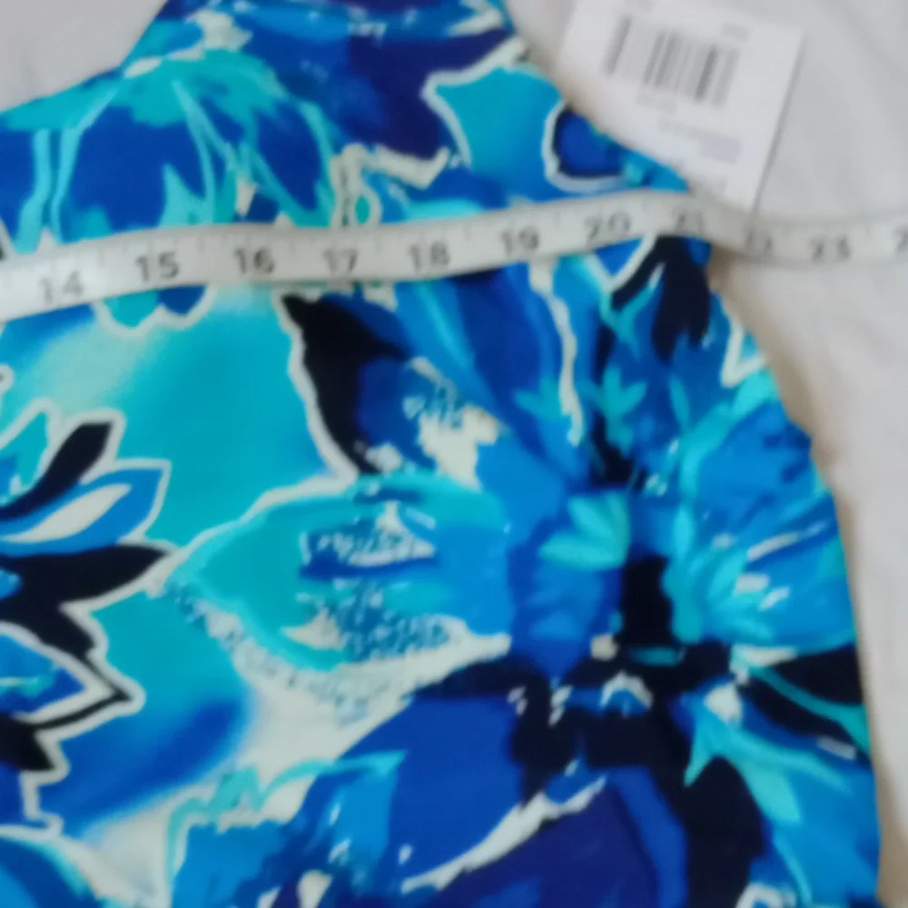 Calypso Cove Floral Skirted One-Piece Swimsuit Tankini Style NWT 20W Blue - Picture 8 of 12